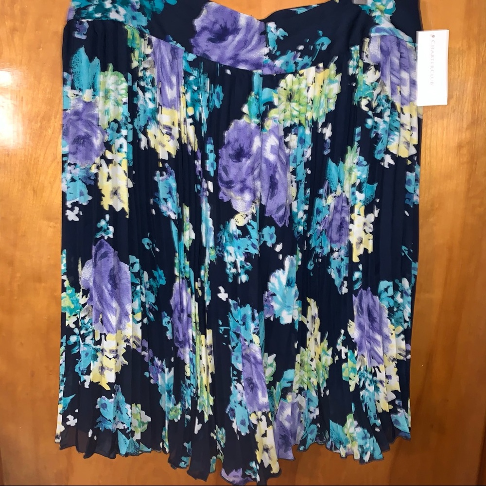 NWT Charter Club pleated floral skirt 14